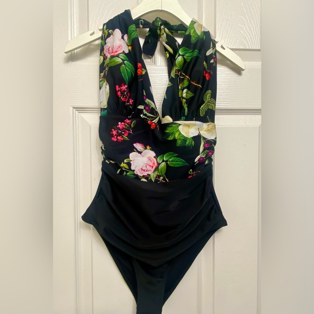 Halter style floral swimsuit